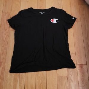 Womens black champion logo tee